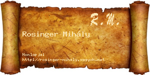 Rosinger Mihály névjegykártya